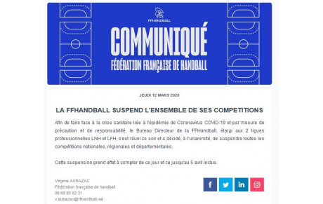 Suspension des compétitions et des entraînements